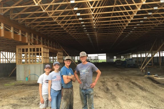 Franck family in new barn