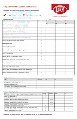Ensure your Astronaut A4 runs smoothly by downloading your milking robot daily maintenance checklist