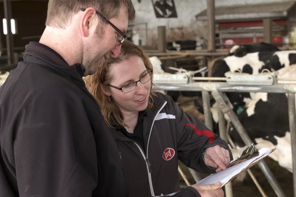 Brent Wessel consulting with a Lely Farm Management Support Advisor