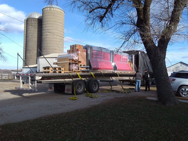 Lely robotic milking machines being delivered to the Stam farm.