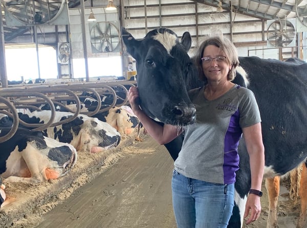 Kathleen Scott with cow