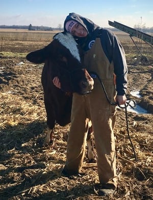 Rachel O'Leary with dairy cow