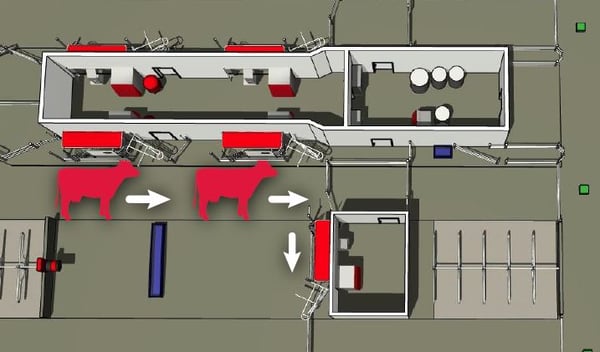 Lely automated L-shaped barn design