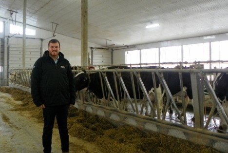 Robert Mason in dairy barn